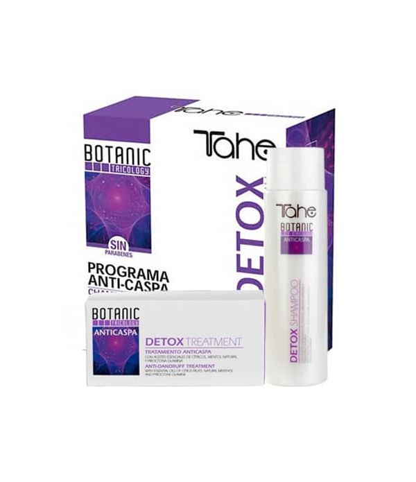 Tahe pack Tricology Detox programa para combatir la caspa con shampoo de 300 ml y tratamiento 5x10 ml.