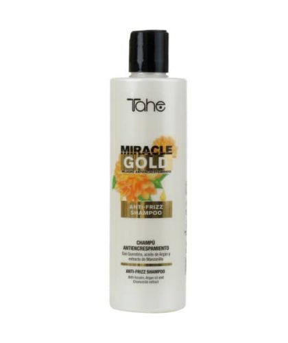 Tahe Miracle Gold Champú Anti-Frizz para cabellos rebeldes de 300 ml.